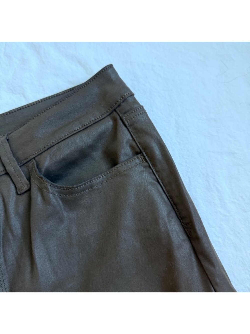 Edgely By Maurices High Rise Brown Coated Slim Straight Brown Jeans 10 Short - Picture 3 of 10